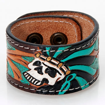American Darling ADBRF173 Hand tooled carved Genuine Leather Bracelet women